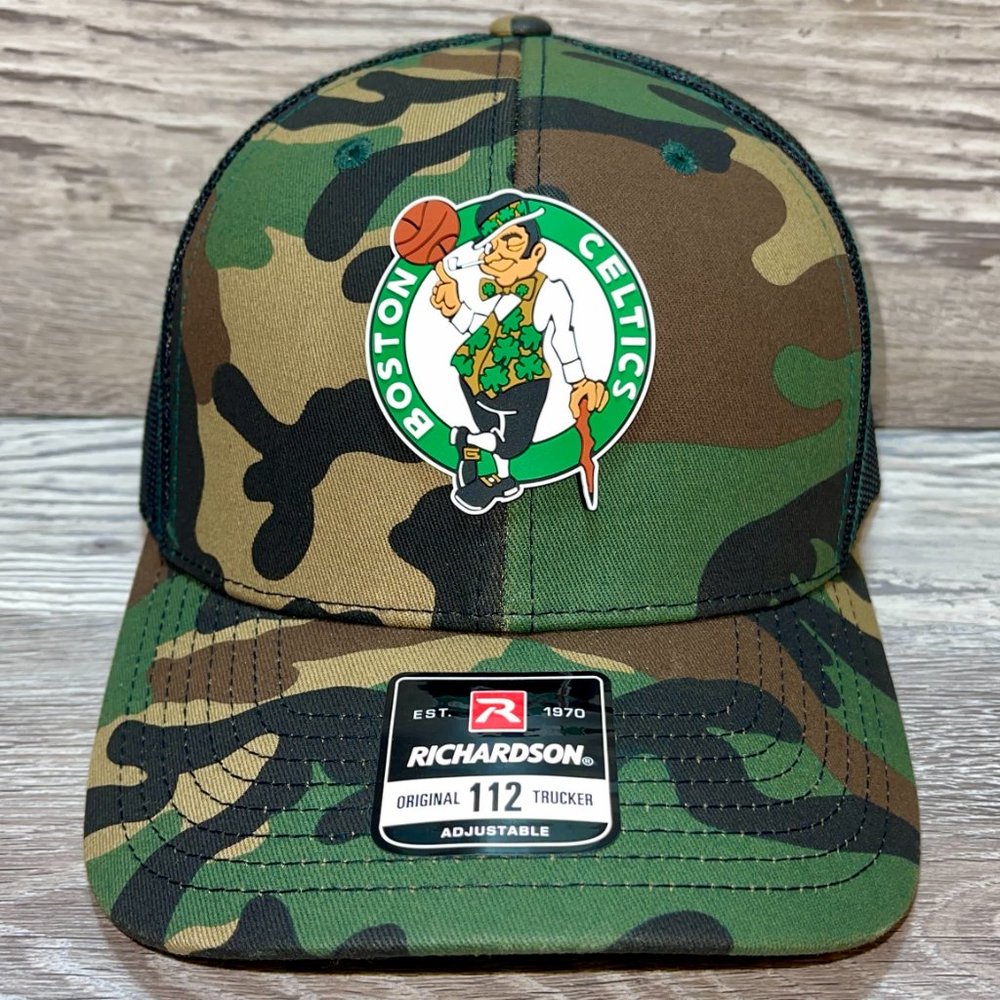 Boston Celtics 3D Snapback Trucker Hat- Army Camo/ Black